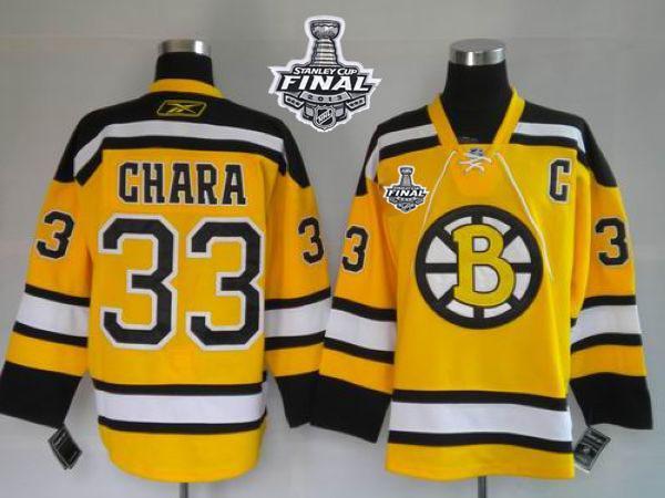 Boston Bruins Stanley Cup Finals Patch -33 Zdeno Chara Stitched Winter Classic Yellow NHL Jersey