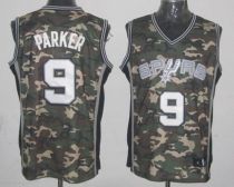 San Antonio Spurs -9 Tony Parker Camo Stealth Collection Stitched NBA Jersey