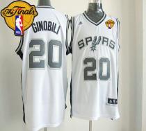 New Revolution 30 San Antonio Spurs -20 Manu Ginobili White Finals Patch Stitched NBA Jersey