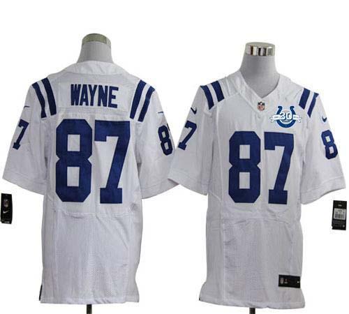 Nike Indianapolis Colts #87 Reggie Wayne White With 30TH Seasons Patch Men‘s Stitched NFL Elite Jers