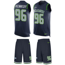 Seahawks -96 Cortez Kennedy Steel Blue Team Color Stitched NFL Limited Tank Top Suit Jersey