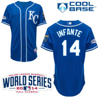 Kansas City Royals -14 Omar Infante Light Blue Alternate 2 Cool Base W 2014 World Series Patch Stitc
