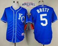Kansas City Royals -5 George Brett Light Blue Alternate 2 Cool Base W 2014 World Series Patch Stitch