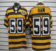 Nike Pittsburgh Steelers #59 Jack Ham Yellow Black Alternate 80TH Throwback Men's Stitched NFL Elite