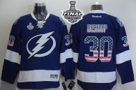 Tampa Bay Lightning -30 Ben Bishop Blue USA Flag Fashion 2015 Stanley Cup Stitched NHL Jersey