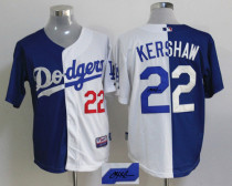 Autographed MLB Los Angeles Dodgers -22 Clayton Kershaw Blue White Cool Base Stitched Jersey