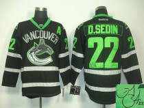 Autographed Vancouver Canucks -22 Daniel Sedin Black Ice Stitched NHL Jersey