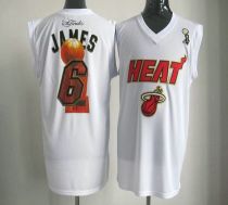 2012 NBA Finals Miami Heat -6 LeBron James White Stitched NBA Jersey
