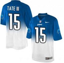 Nike Lions -15 Golden Tate III Blue White Stitched NFL Elite Fadeaway Fashion Jersey