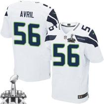 Nike Seattle Seahawks #56 Cliff Avril White Super Bowl XLIX Men's Stitched NFL Elite Jersey