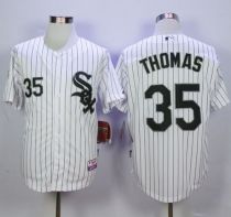 Chicago White Sox -35 Frank Thomas White Black Strip  Cool Base Stitched MLB Jersey