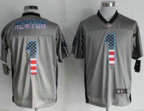 Nike New England Patriots -1 Cam Newton Grey NFL Elite USA Flag Fashion jersey