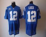Nike Indianapolis Colts #12 Andrew Luck Royal Blue Team Color With C Patch Men's Stitched NFL Elite