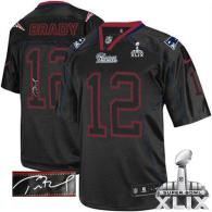 Nike New England Patriots -12 Tom Brady Lights Out Black Super Bowl XLIX Mens Stitched NFL Elite Aut