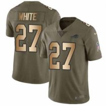 Nike Bills -27 Tre Davious White Olive Gold Stitched NFL Limited 2017 Salute To Service Jersey