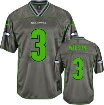 Nike Seattle Seahawks #3 Russell Wilson Grey Men‘s Stitched NFL Elite Vapor Jersey