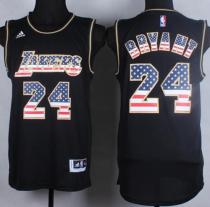 Los Angeles Lakers -24 Kobe Bryant Black USA Flag Fashion Stitched NBA Jersey