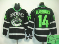 Autographed Vancouver Canucks -14 Alexandre Burrows Black Ice Stitched NHL Jersey