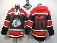 Chicago Blackhawks -10 Patrick Sharp Black Sawyer Hooded Sweatshirt 2015 Stanley Cup Stitched NHL Je