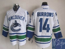 Autographed Vancouver Canucks -14 Alexandre Burrows Stitched White NHL Jersey
