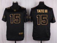 Nike Detroit Lions -15 Golden Tate III Black Stitched NFL Elite Pro Line Gold Collection Jersey