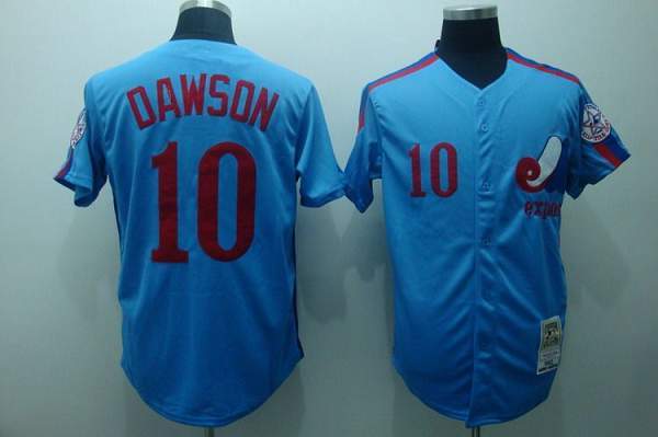Mitchell and Ness Expos -10 Andre Dawson Stitched Blue Throwback MLB Jersey