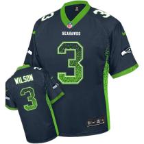 Nike Seattle Seahawks #3 Russell Wilson Steel Blue Team Color Men's Stitched NFL Elite Drift Fashion