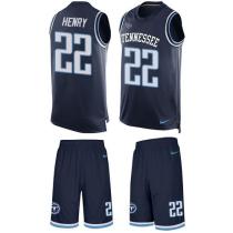 Titans -22 Derrick Henry Navy Blue Alternate Stitched NFL Limited Tank Top Suit Jersey