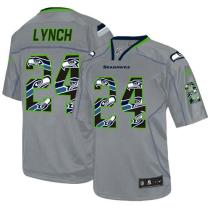 Nike Seattle Seahawks #24 Marshawn Lynch New Lights Out Grey Men‘s Stitched NFL Elite Jersey