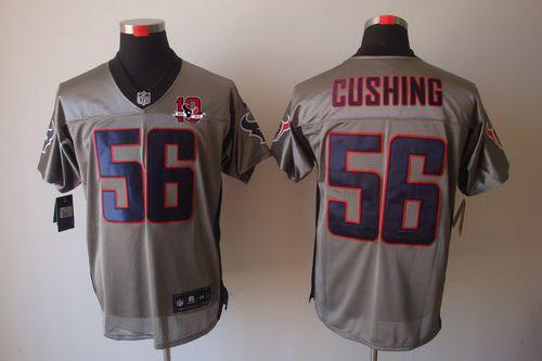 Nike Houston Texans #56 Brian Cushing Grey Shadow With 10th Patch Men's Stitched NFL Elite Jersey