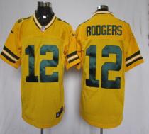 Nike Green Bay Packers #12 Aaron Rodgers Yellow Alternate Men's Stitched NFL Elite Jersey
