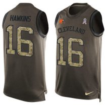 Nike Browns -16 Andrew Hawkins Green Stitched NFL Limited Salute To Service Tank Top Jersey