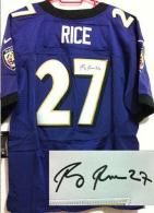 Nike Ravens -27 Ray Rice Purple Team Color Men's Stitched NFL Elite Autographed Jersey