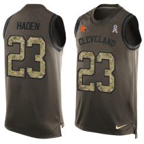 Nike Browns -23 Joe Haden Green Stitched NFL Limited Salute To Service Tank Top Jersey