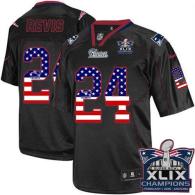 Nike New England Patriots -24 Darrelle Revis Black Super Bowl XLIX Champions Patch Mens Stitched NFL