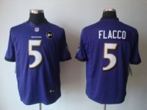 Nike Ravens -5 Joe Flacco Purple Team Color With Art Patch Stitched NFL Limited Jersey