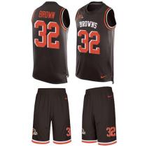 Browns -32 Jim Brown Brown Team Color Stitched NFL Limited Tank Top Suit Jersey