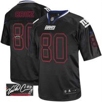 Nike New York Giants #80 Victor Cruz Lights Out Black Men's Stitched NFL Elite Autographed Jersey