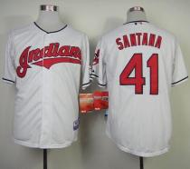 Cleveland Indians -41 Carlos Santana White Cool Base Stitched MLB Jersey