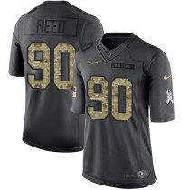 Seattle Seahawks -90 Jarran Reed Nike Anthracite 2016 Salute to Service Jersey