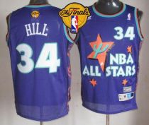 Cleveland Cavaliers -34 Tyrone Hill Purple 1995 All Star Throwback The Finals Patch Stitched NBA Jer