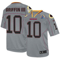 Nike Washington Redskins -10 Robert Griffin III Lights Out Grey With Hall of Fame 50th Patch Men's S