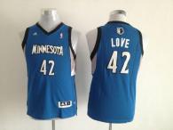 Minnesota Timberwolves #42 Kevin Love Blue Stitched Youth NBA Jersey