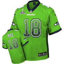 Seattle Seahawks Super Bowl XLVIII #18 Men's Sidney Rice Elite Green Drift Fashion Jersey