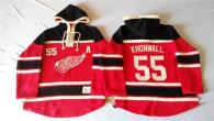 Detroit Red Wings -55 Niklas Kronwall Red Sawyer Hooded Sweatshirt Stitched NHL Jersey