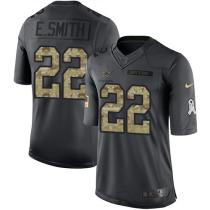 Dallas Cowboys -22 Emmitt Smith Nike Anthracite 2016 Salute to Service Jersey