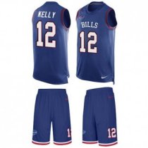 Bills #12 Jim Kelly Royal Blue Team Color Stitched NFL Limited Tank Top Suit Jersey