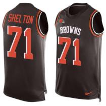 Nike Browns -71 Danny Shelton Brown Team Color Stitched NFL Limited Tank Top Jersey