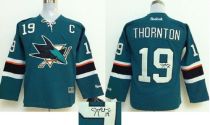 San Jose Sharks -19 Joe Thornton Teal Autographed Stitched NHL Jersey