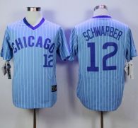 Chicago Cubs -12 Kyle Schwarber Blue(White Strip) Cooperstown Throwback Stitched MLB Jersey